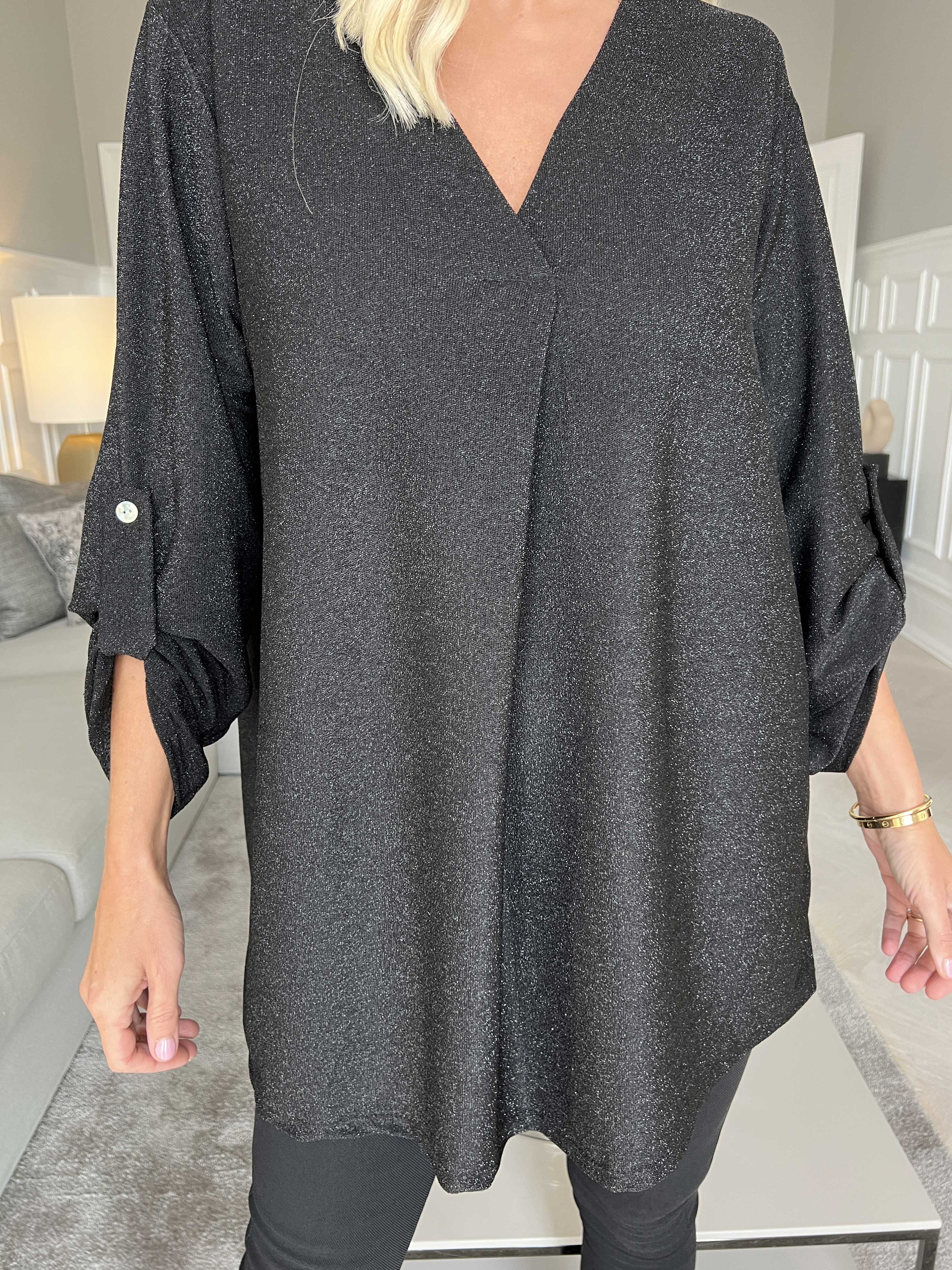 Larna Glitter - Tunika med glittertrådar och v-ringning